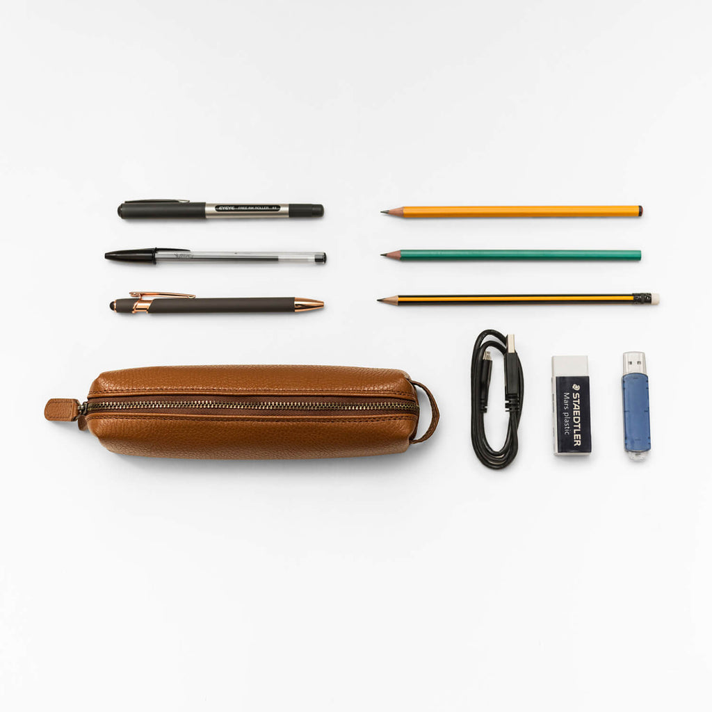 Maruse Leather Pencil Case - Office Accessories Grained Green